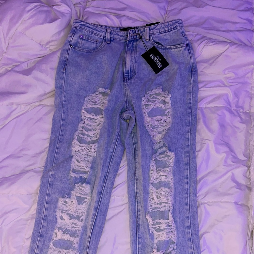 Size US 10 Brand New Misguided Riot Distressed Light Wash Jeans